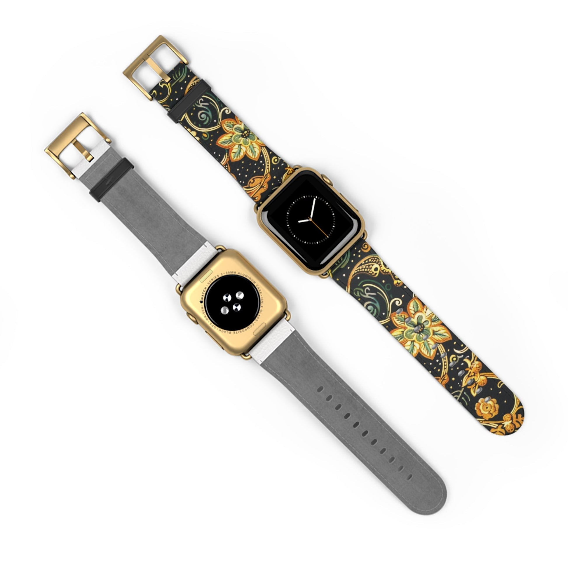 Floral Paisley Watch Band – Black & Gold Boho Apple Watch Strap - DIGITAL X