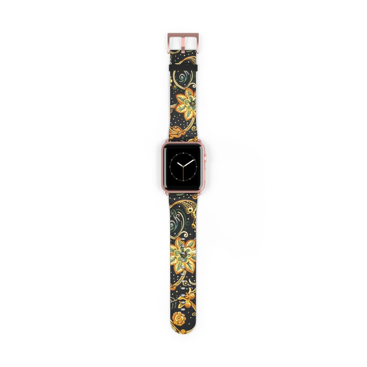 Floral Paisley Watch Band – Black & Gold Boho Apple Watch Strap - DIGITAL X