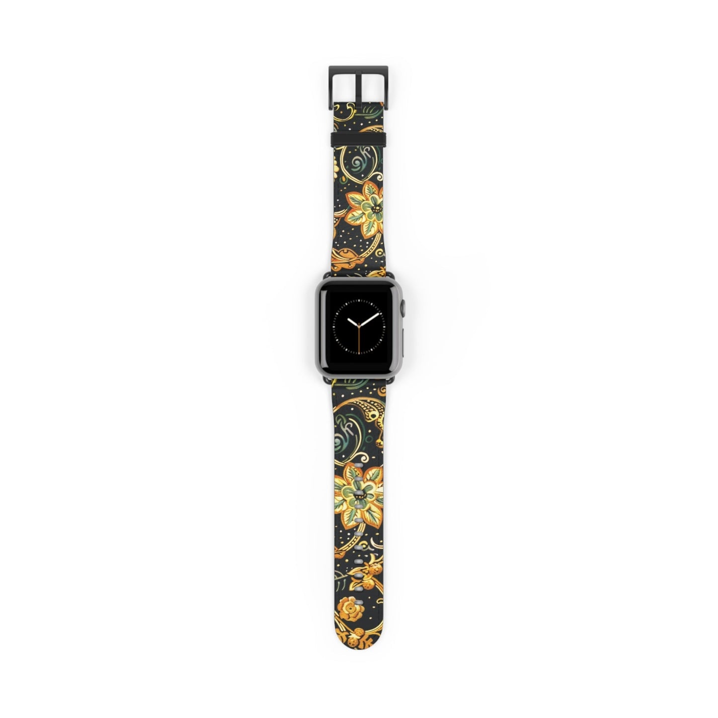 Floral Paisley Watch Band – Black & Gold Boho Apple Watch Strap - DIGITAL X