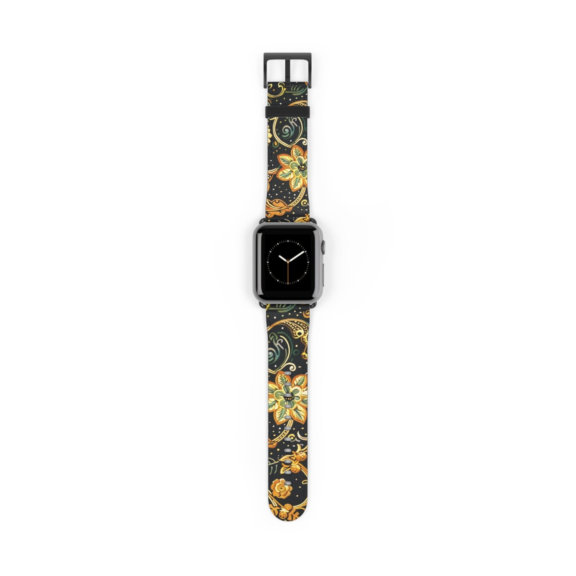 Floral Paisley Watch Band – Black & Gold Boho Apple Watch Strap - DIGITAL X