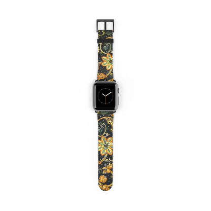 Floral Paisley Watch Band – Black & Gold Boho Apple Watch Strap - DIGITAL X