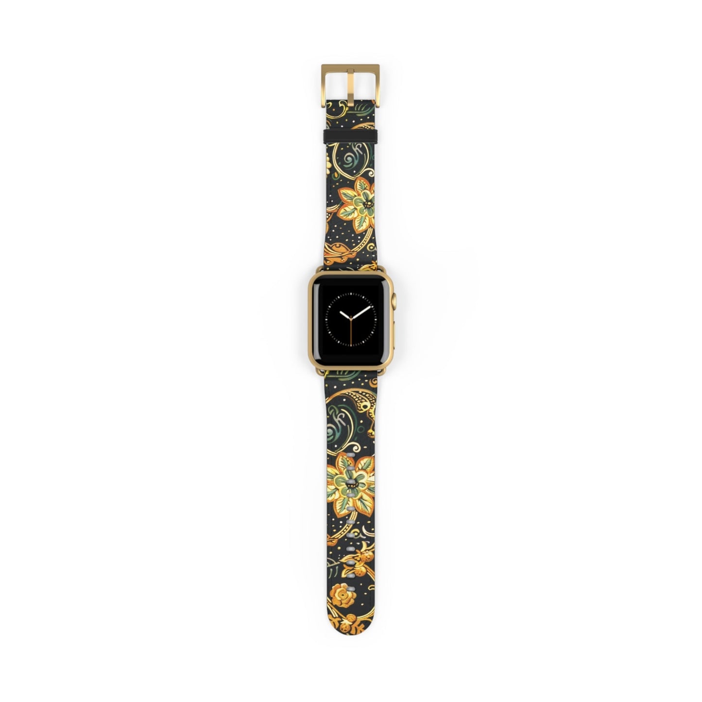 Floral Paisley Watch Band – Black & Gold Boho Apple Watch Strap - DIGITAL X