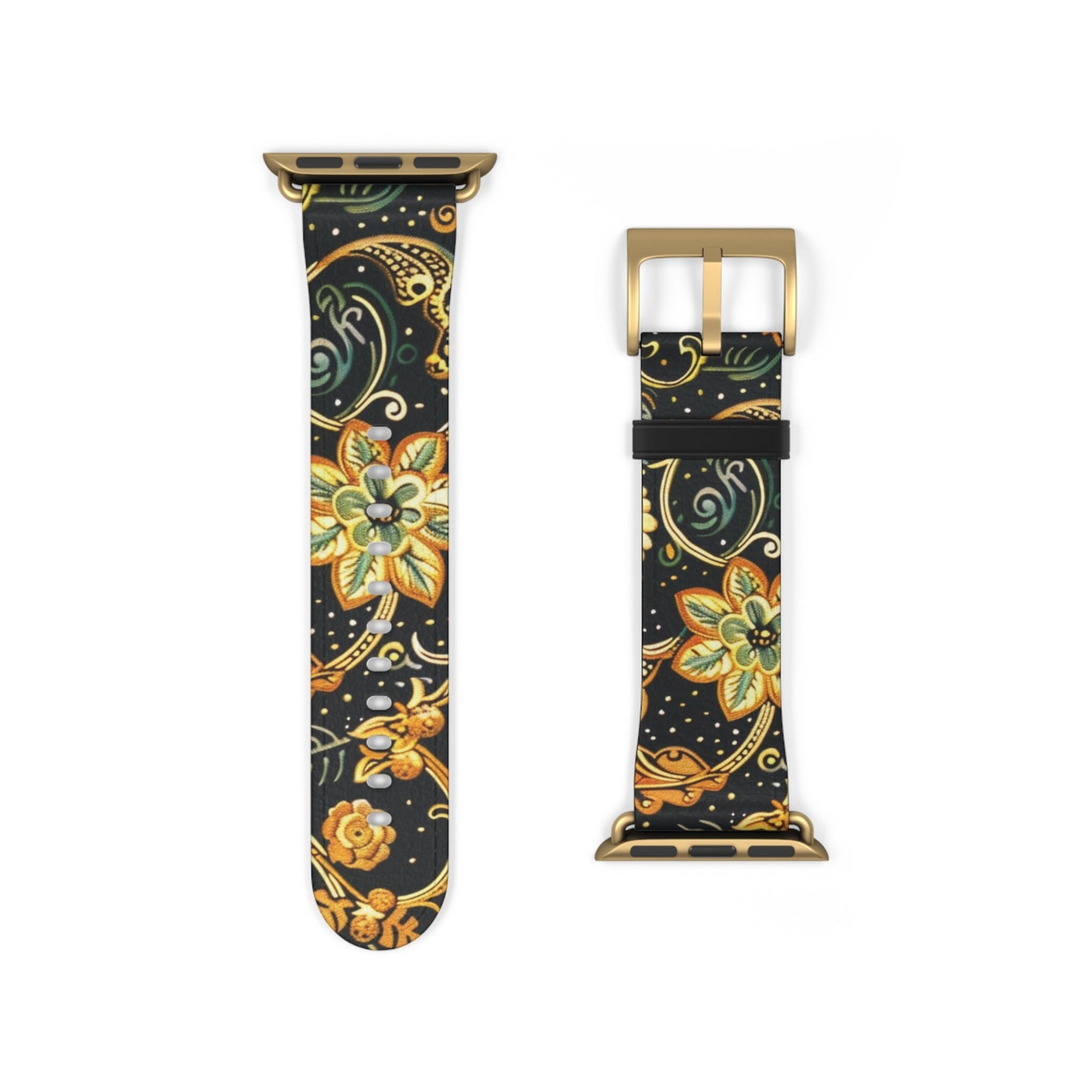 Floral Paisley Watch Band – Black & Gold Boho Apple Watch Strap - DIGITAL X
