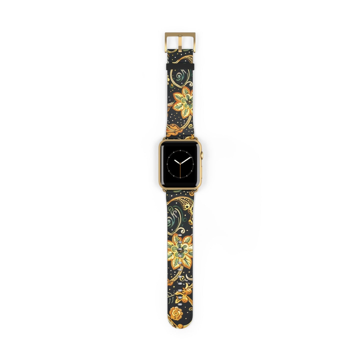 Floral Paisley Watch Band – Black & Gold Boho Apple Watch Strap - DIGITAL X