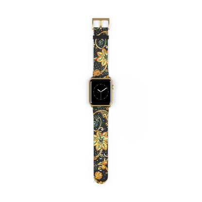 Floral Paisley Watch Band – Black & Gold Boho Apple Watch Strap - DIGITAL X