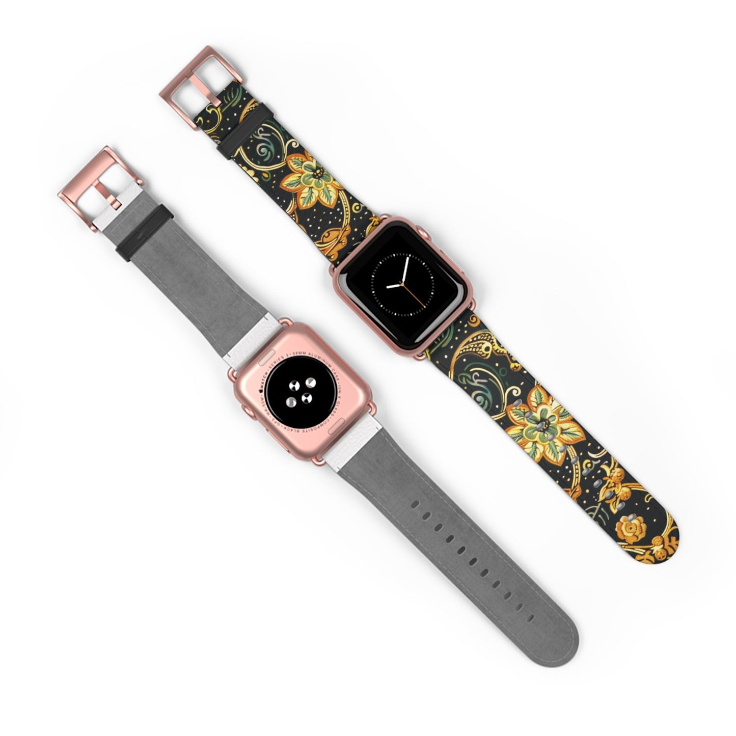 Floral Paisley Watch Band – Black & Gold Boho Apple Watch Strap - DIGITAL X