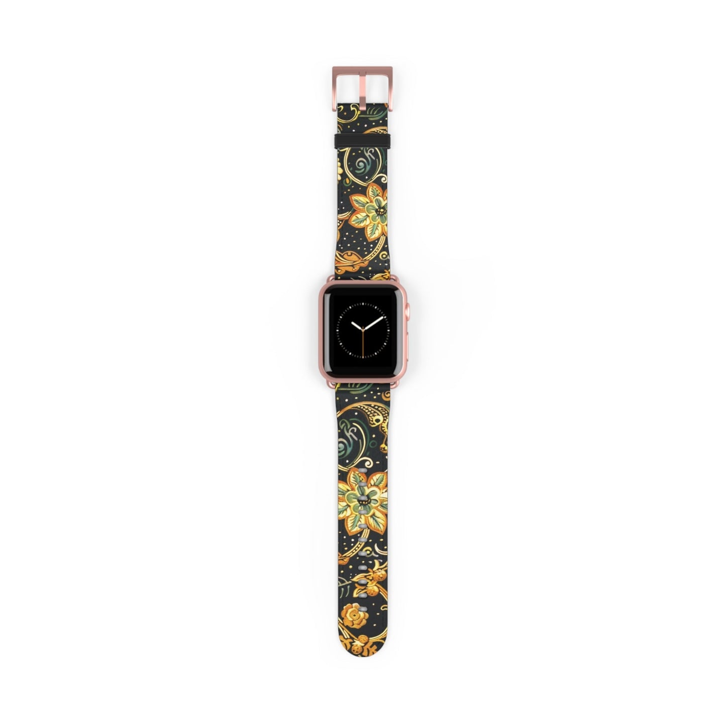 Floral Paisley Watch Band – Black & Gold Boho Apple Watch Strap - DIGITAL X