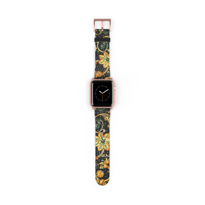 Floral Paisley Watch Band – Black & Gold Boho Apple Watch Strap - DIGITAL X