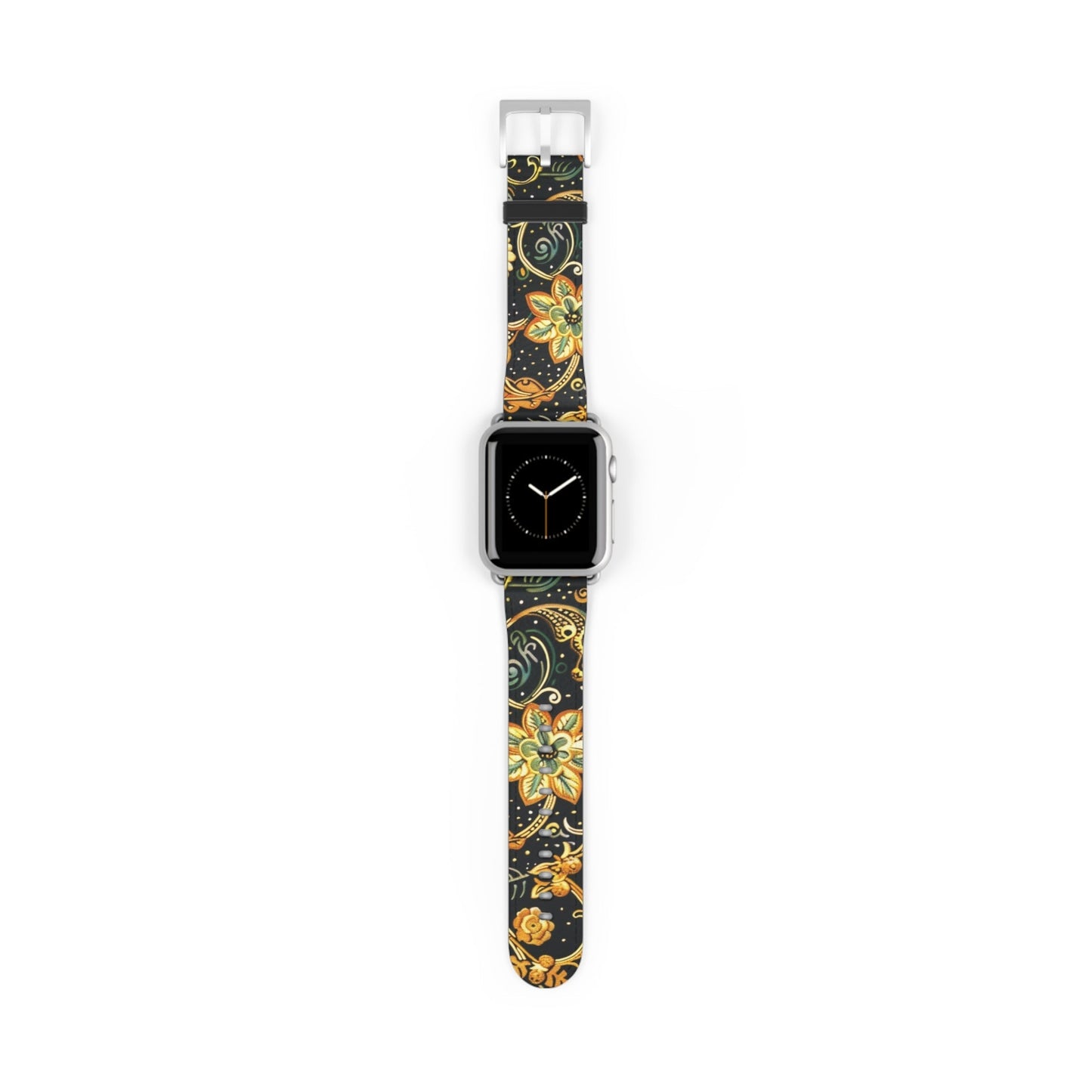 Floral Paisley Watch Band – Black & Gold Boho Apple Watch Strap - DIGITAL X