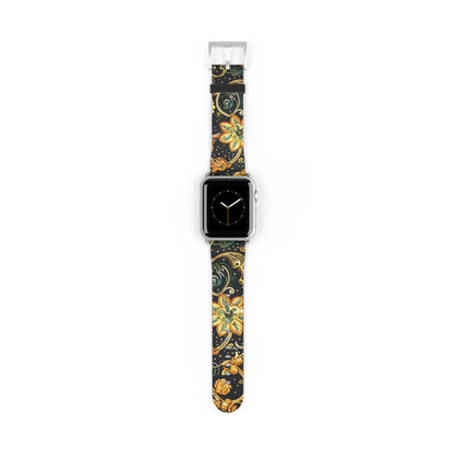 Floral Paisley Watch Band – Black & Gold Boho Apple Watch Strap - DIGITAL X