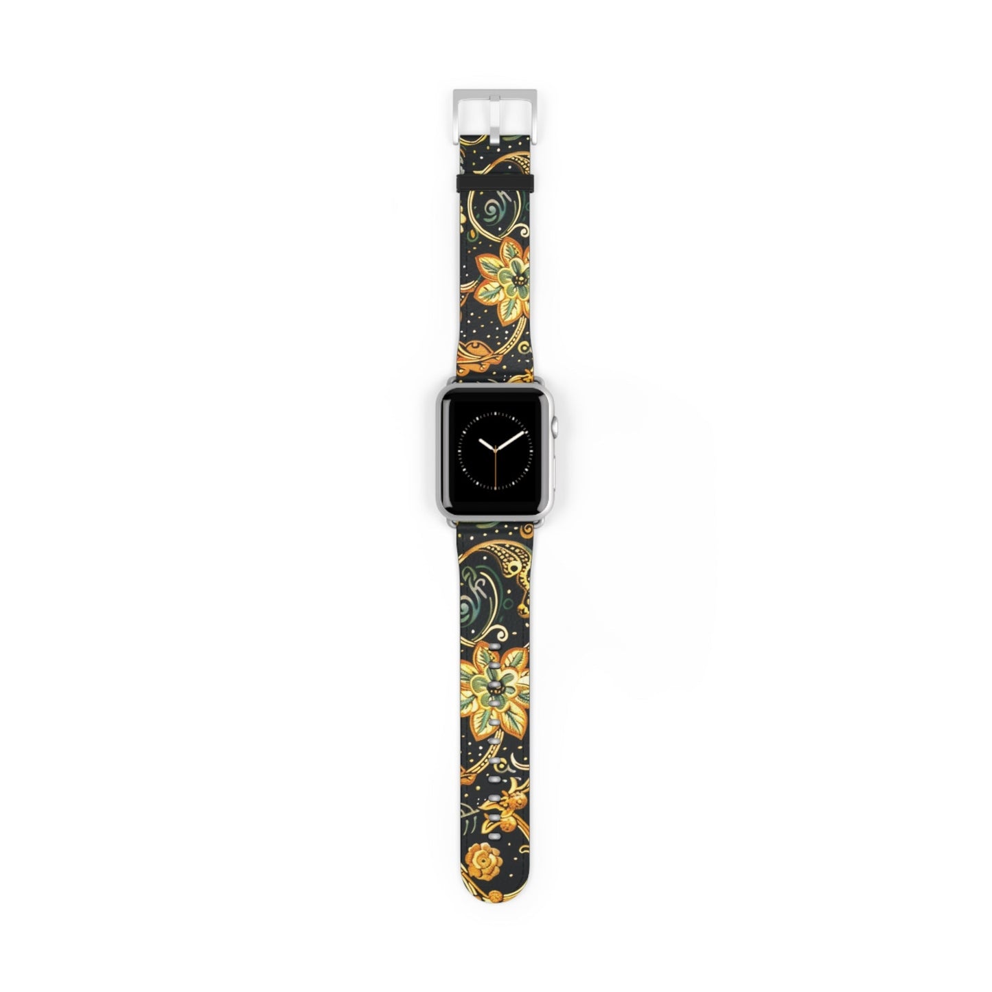 Floral Paisley Watch Band – Black & Gold Boho Apple Watch Strap - DIGITAL X