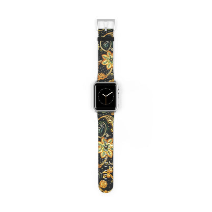 Floral Paisley Watch Band – Black & Gold Boho Apple Watch Strap - DIGITAL X