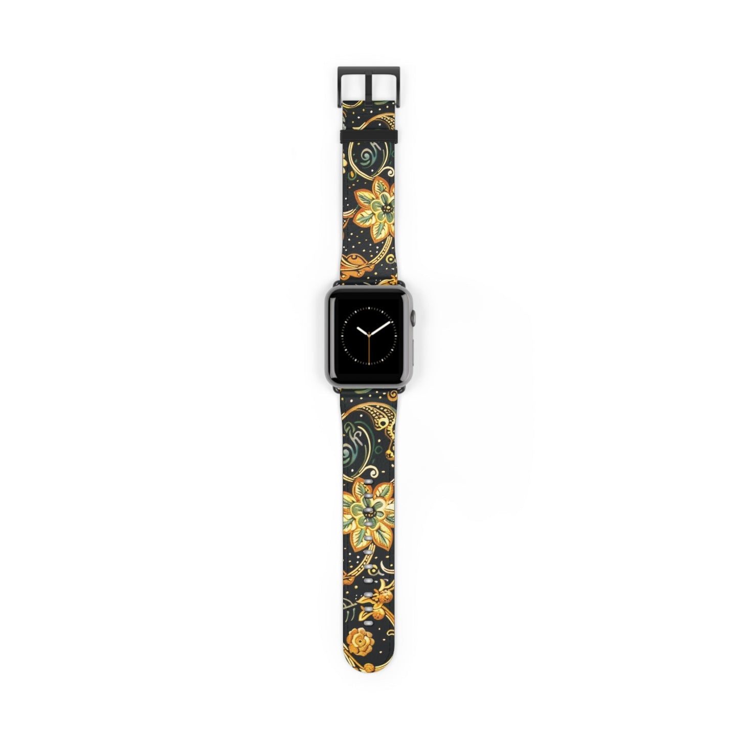 Floral Paisley Watch Band – Black & Gold Boho Apple Watch Strap - DIGITAL X