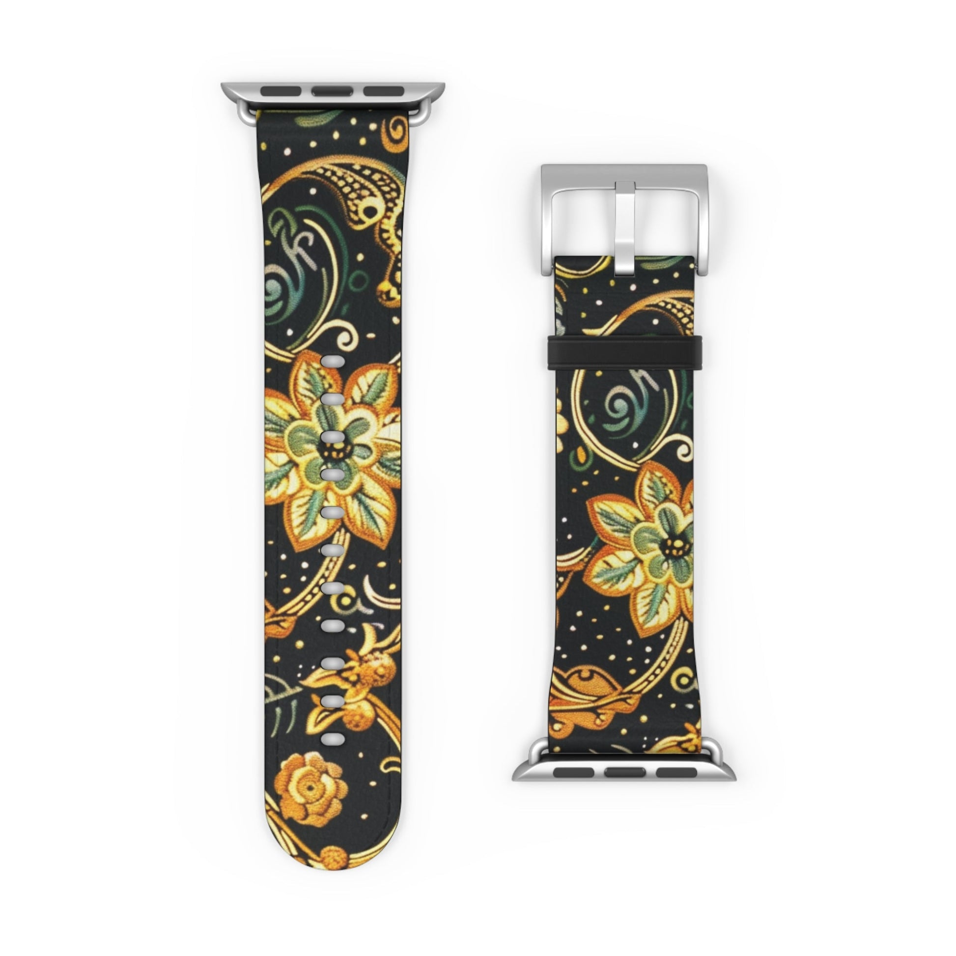 Floral Paisley Watch Band – Black & Gold Boho Apple Watch Strap - DIGITAL X