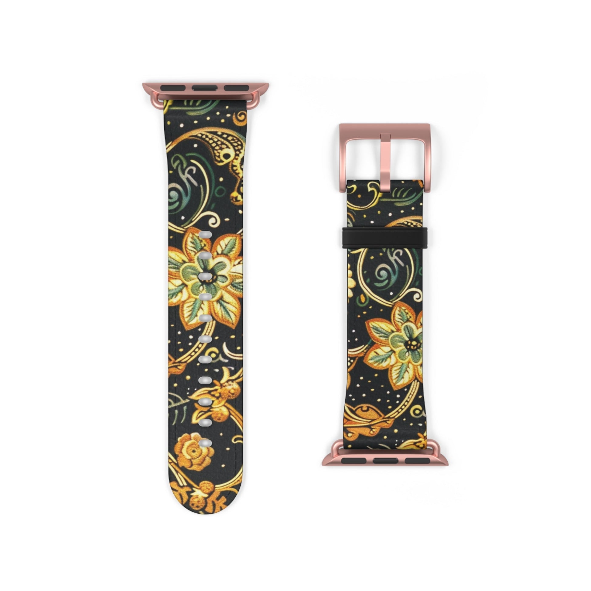 Floral Paisley Watch Band – Black & Gold Boho Apple Watch Strap - DIGITAL X