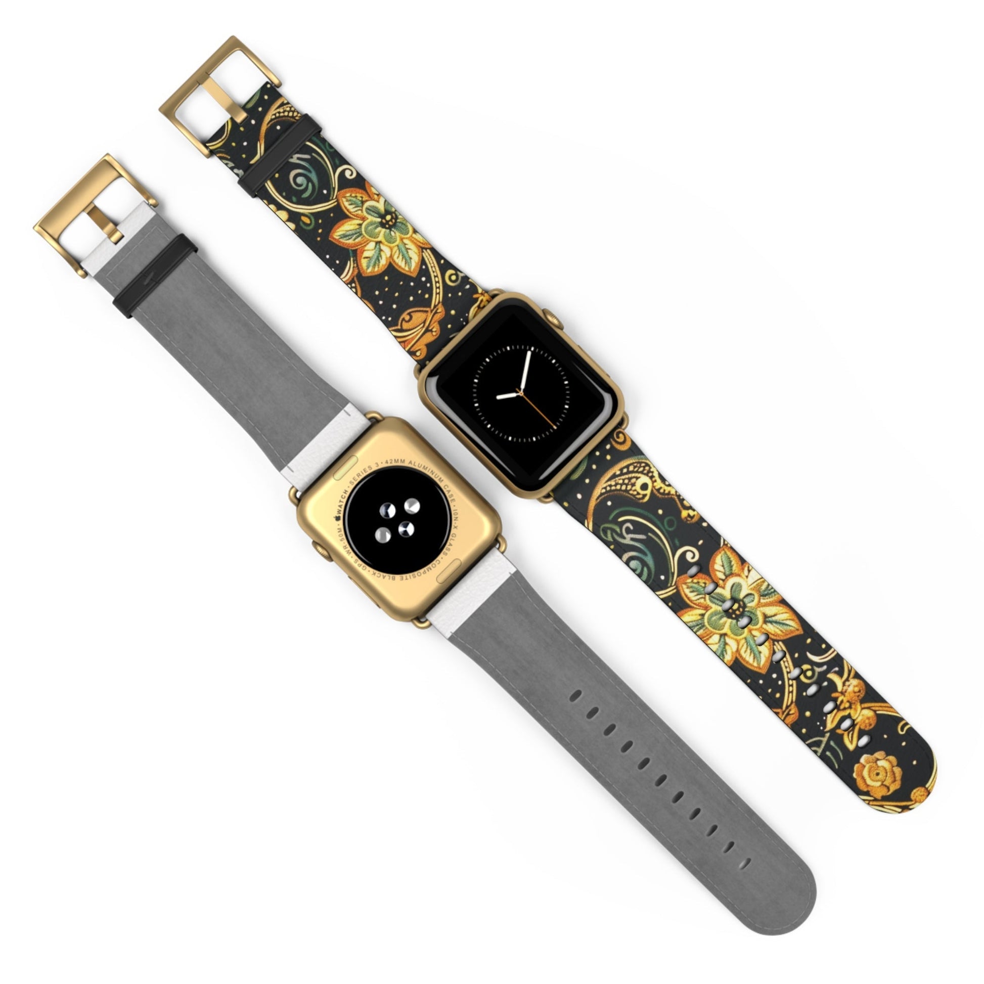 Floral Paisley Watch Band – Black & Gold Boho Apple Watch Strap - DIGITAL X
