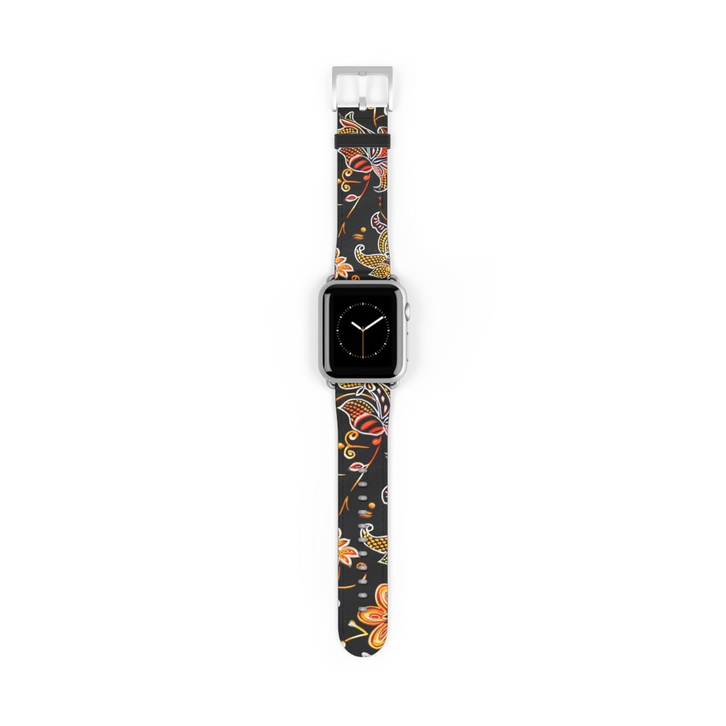 Floral Paisley Watch Band — Black & Orange Patterned Apple Watch Strap - DIGITAL X