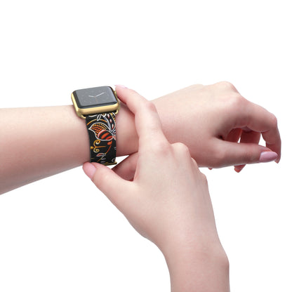 Floral Paisley Watch Band — Black & Orange Patterned Apple Watch Strap - DIGITAL X