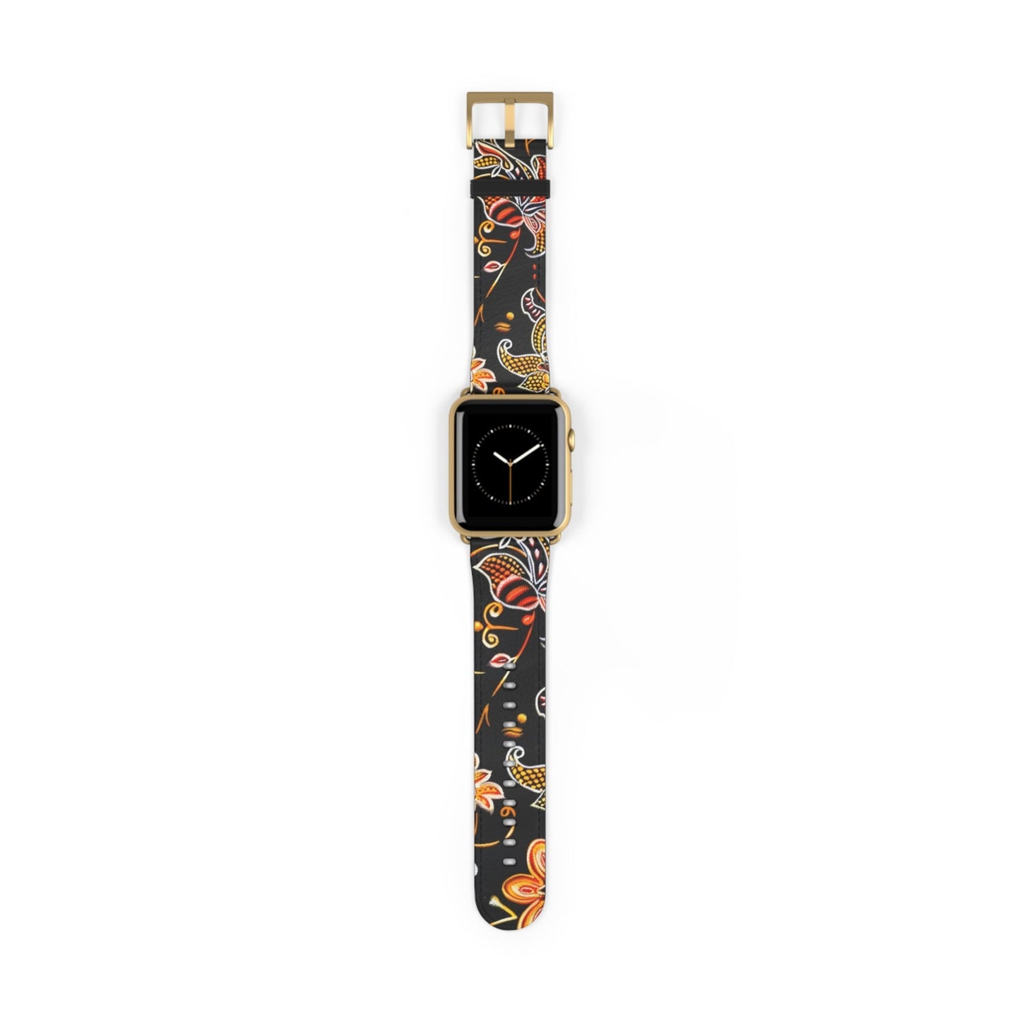 Floral Paisley Watch Band — Black & Orange Patterned Apple Watch Strap - DIGITAL X