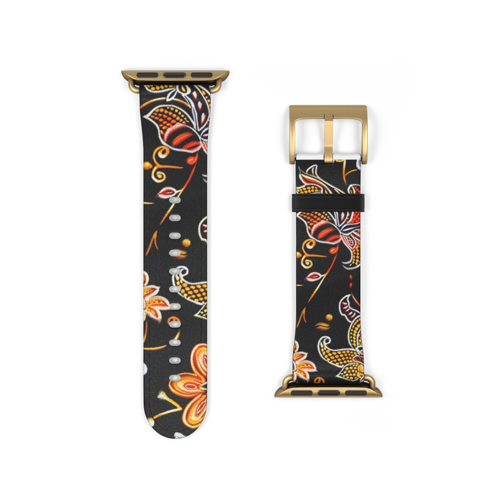Floral Paisley Watch Band — Black & Orange Patterned Apple Watch Strap - DIGITAL X