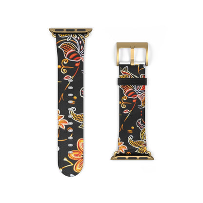 Floral Paisley Watch Band — Black & Orange Patterned Apple Watch Strap - DIGITAL X