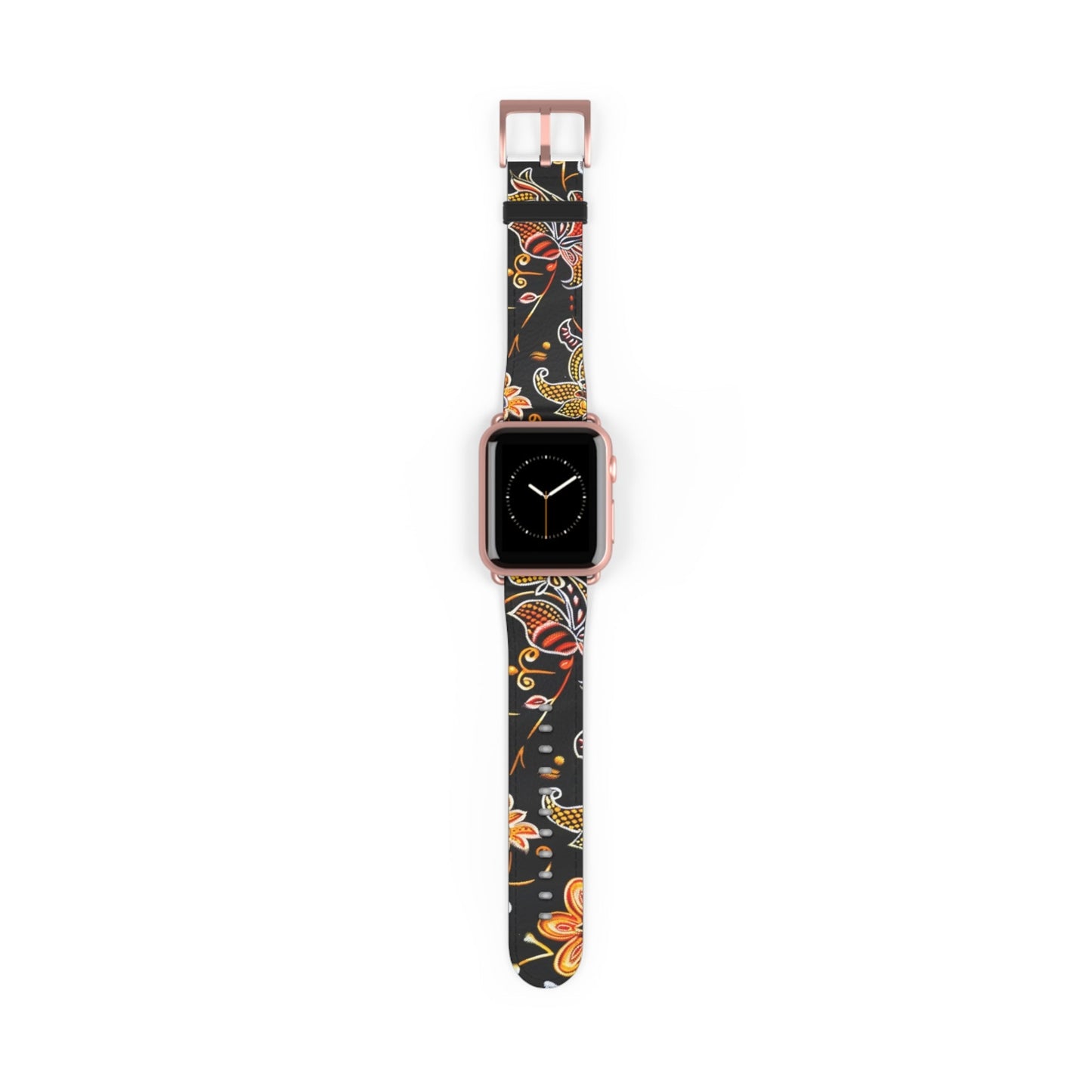 Floral Paisley Watch Band — Black & Orange Patterned Apple Watch Strap - DIGITAL X