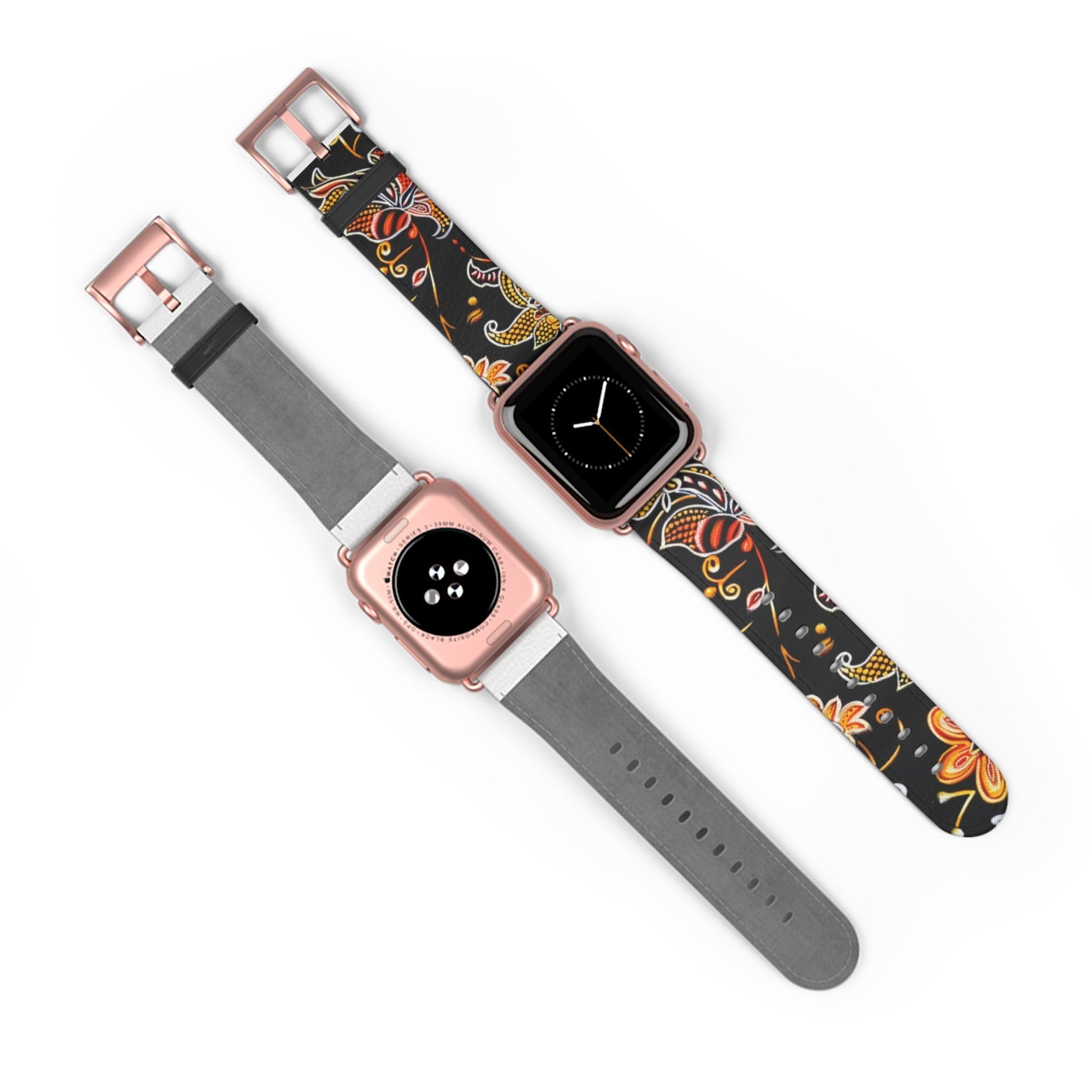 Floral Paisley Watch Band — Black & Orange Patterned Apple Watch Strap - DIGITAL X