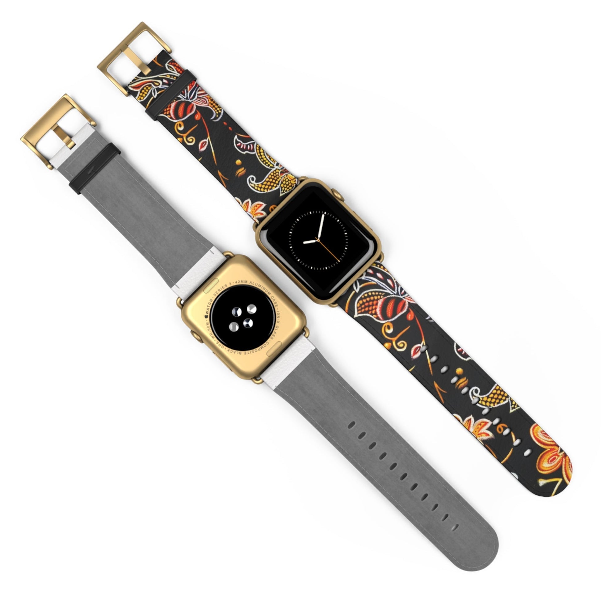 Floral Paisley Watch Band — Black & Orange Patterned Apple Watch Strap - DIGITAL X