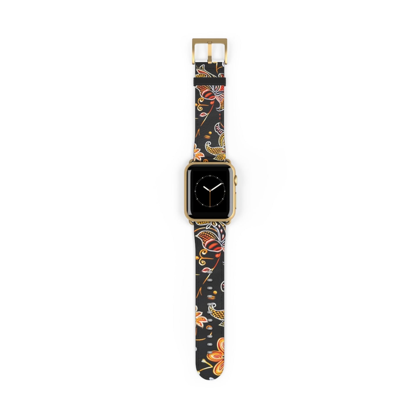 Floral Paisley Watch Band — Black & Orange Patterned Apple Watch Strap - DIGITAL X