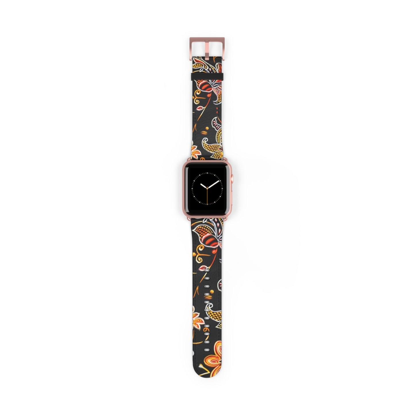 Floral Paisley Watch Band — Black & Orange Patterned Apple Watch Strap - DIGITAL X