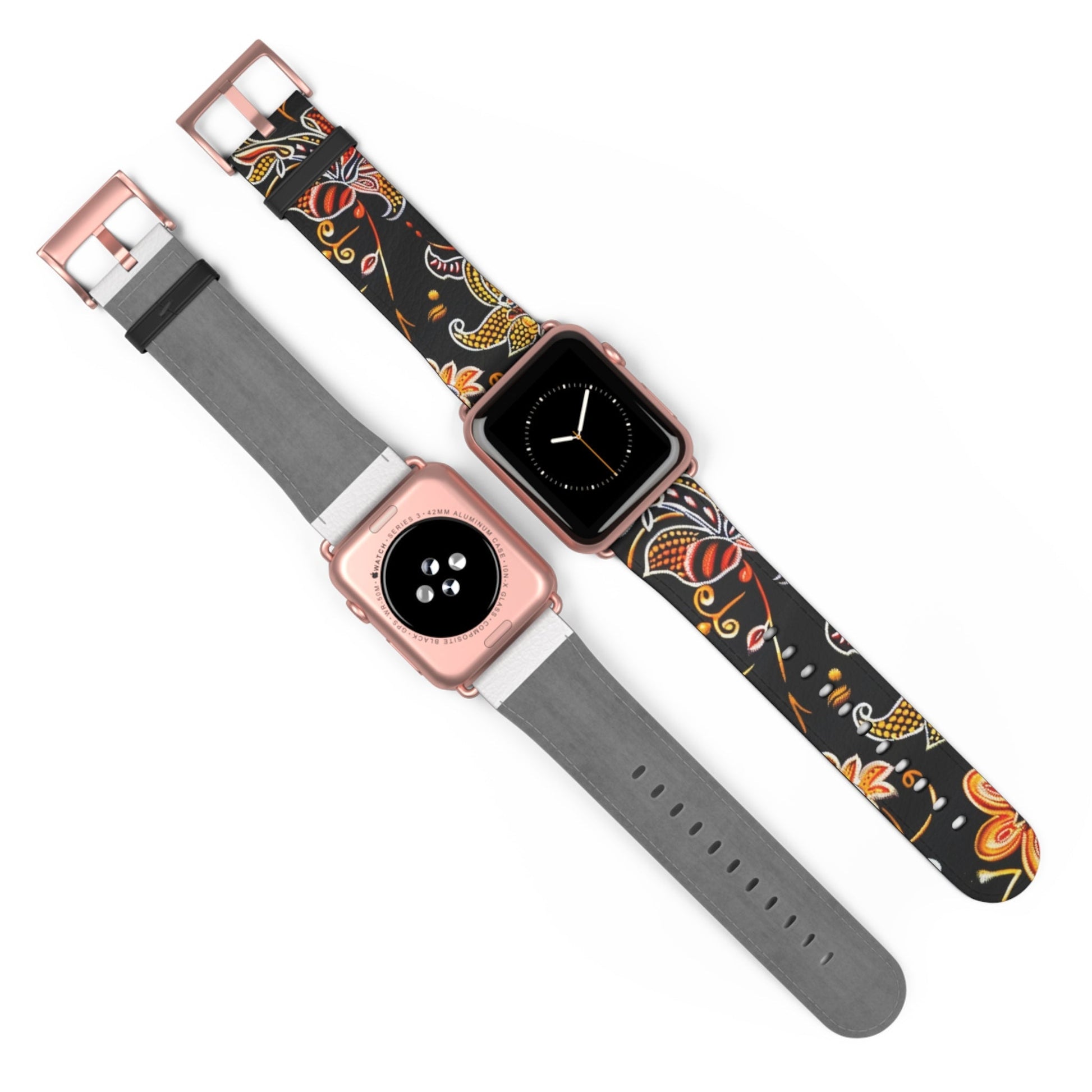 Floral Paisley Watch Band — Black & Orange Patterned Apple Watch Strap - DIGITAL X