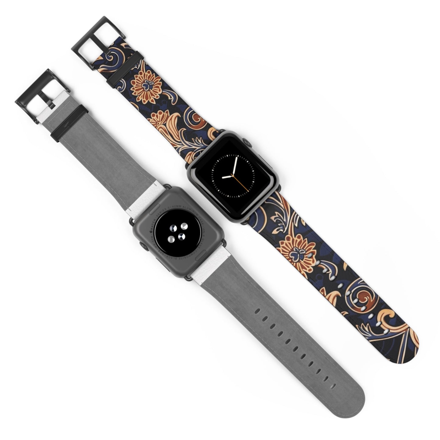 Floral Paisley Watch Band – Vintage Navy & Tan Apple Watch Strap - DIGITAL X