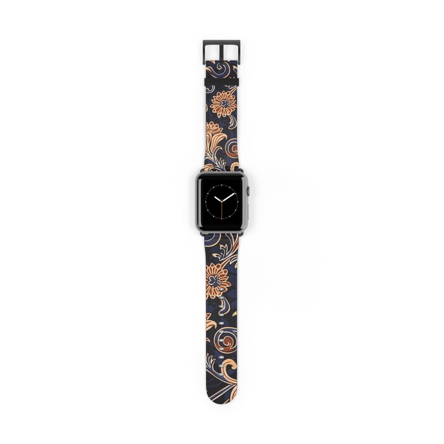 Floral Paisley Watch Band – Vintage Navy & Tan Apple Watch Strap - DIGITAL X