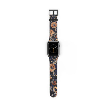 Floral Paisley Watch Band – Vintage Navy & Tan Apple Watch Strap - DIGITAL X