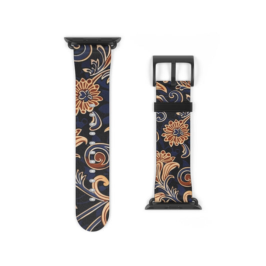 Floral Paisley Watch Band – Vintage Navy & Tan Apple Watch Strap - DIGITAL X