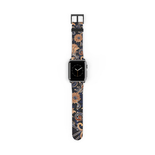 Floral Paisley Watch Band – Vintage Navy & Tan Apple Watch Strap - DIGITAL X