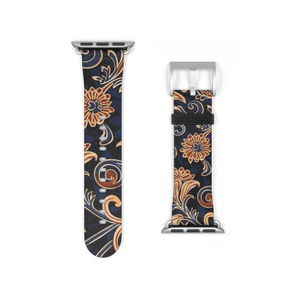 Floral Paisley Watch Band – Vintage Navy & Tan Apple Watch Strap - DIGITAL X