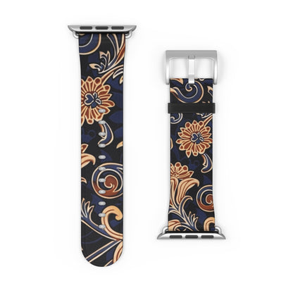 Floral Paisley Watch Band – Vintage Navy & Tan Apple Watch Strap - DIGITAL X