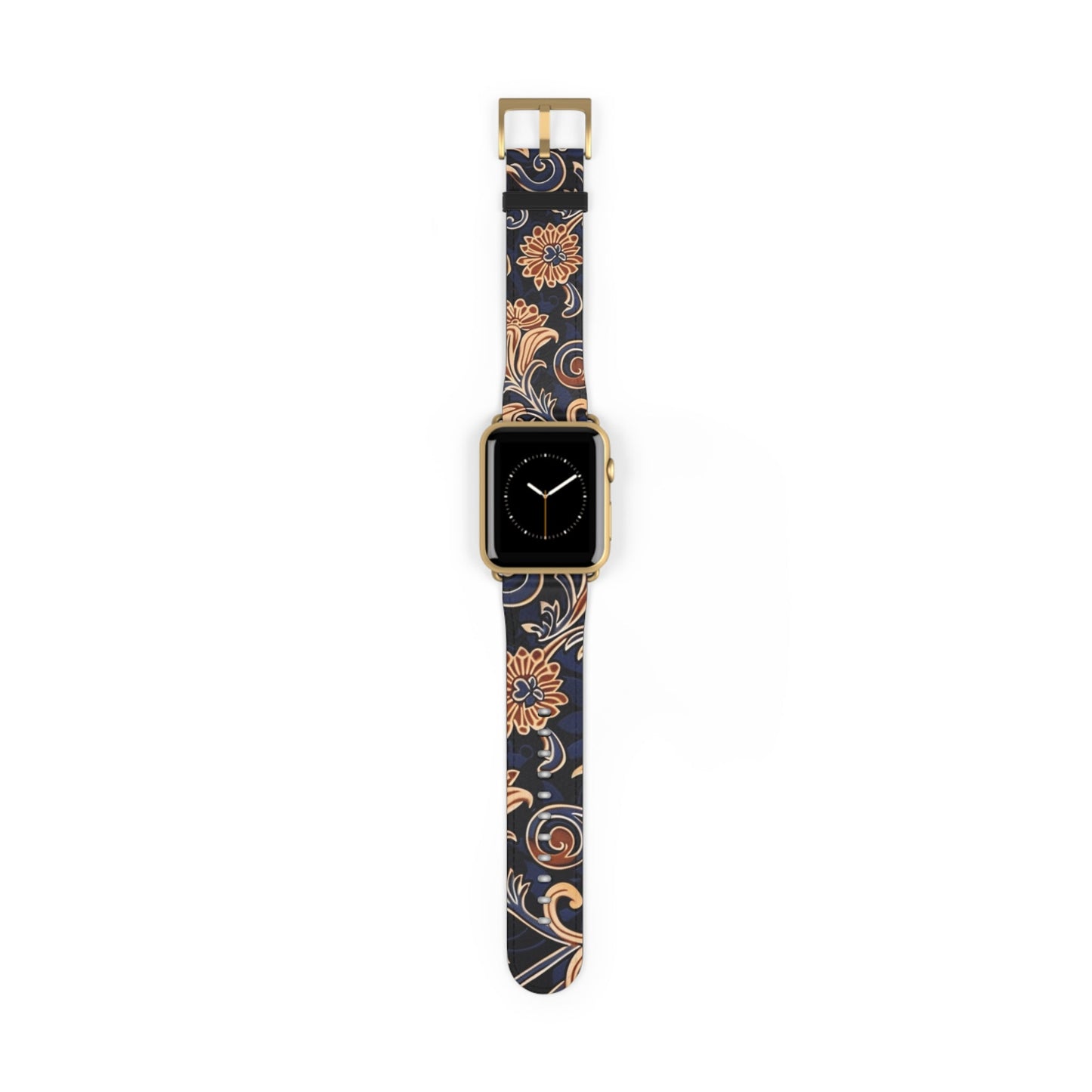 Floral Paisley Watch Band – Vintage Navy & Tan Apple Watch Strap - DIGITAL X