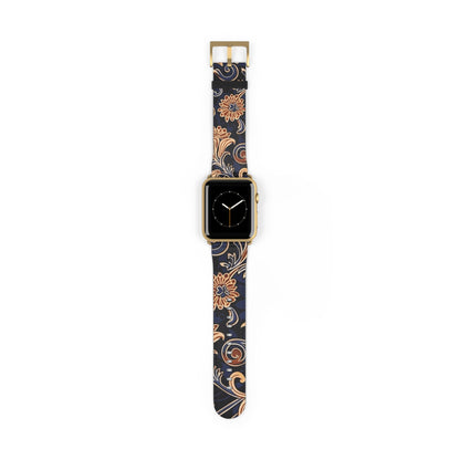 Floral Paisley Watch Band – Vintage Navy & Tan Apple Watch Strap - DIGITAL X