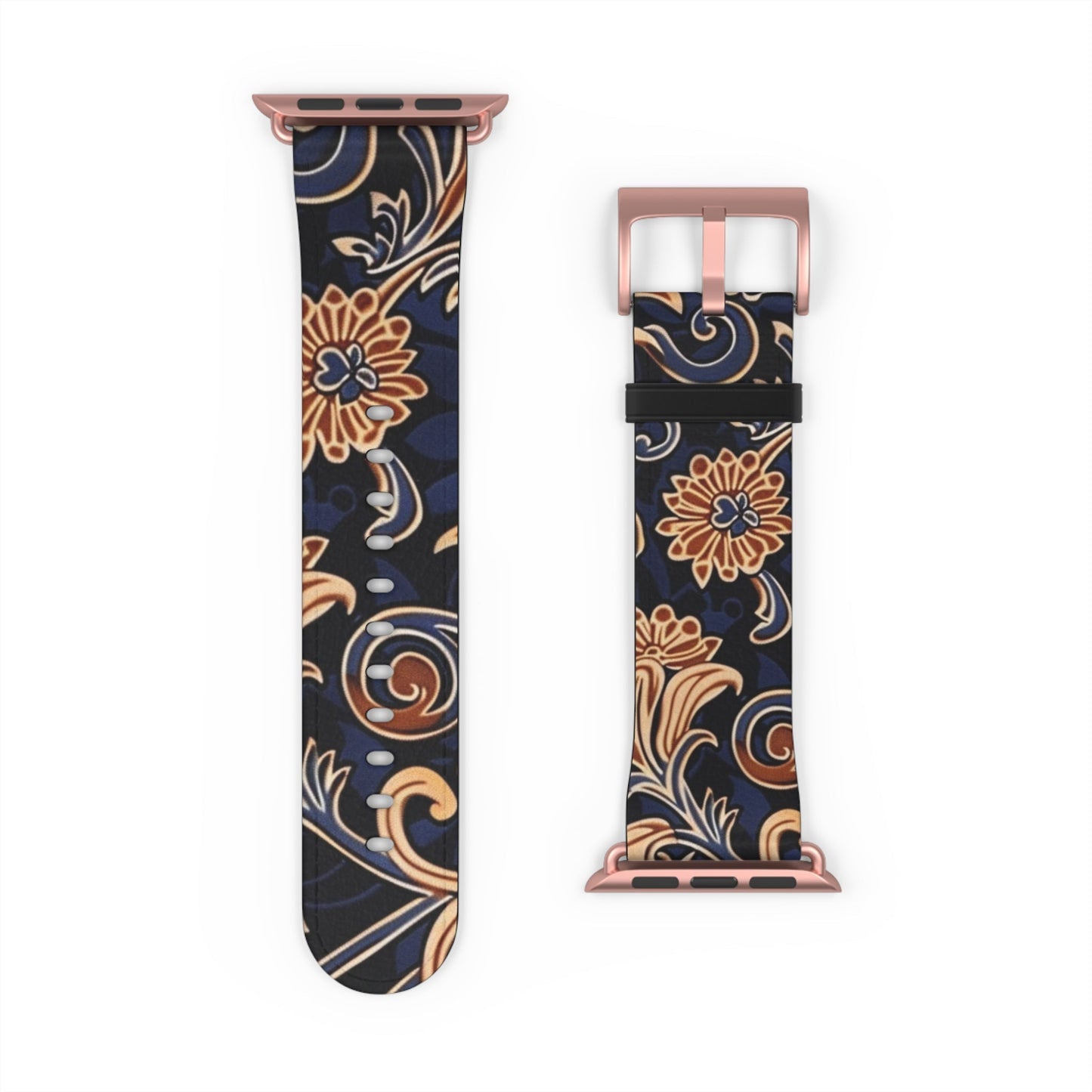 Floral Paisley Watch Band – Vintage Navy & Tan Apple Watch Strap - DIGITAL X