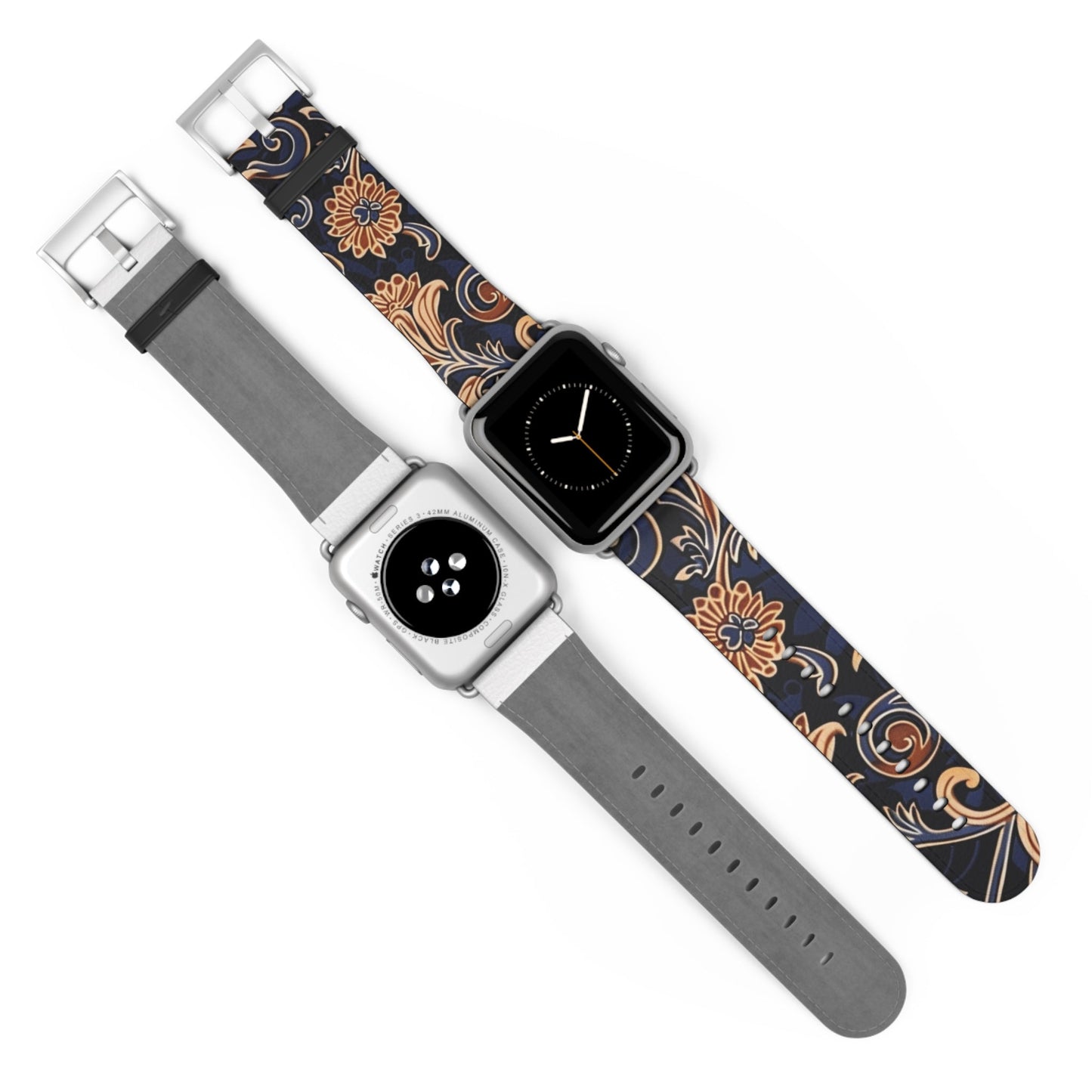 Floral Paisley Watch Band – Vintage Navy & Tan Apple Watch Strap - DIGITAL X