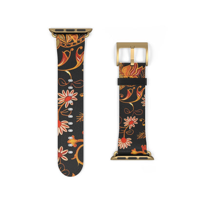 Floral Paisley Watch Band — Vintage Orange & Black Apple Watch Strap - DIGITAL X