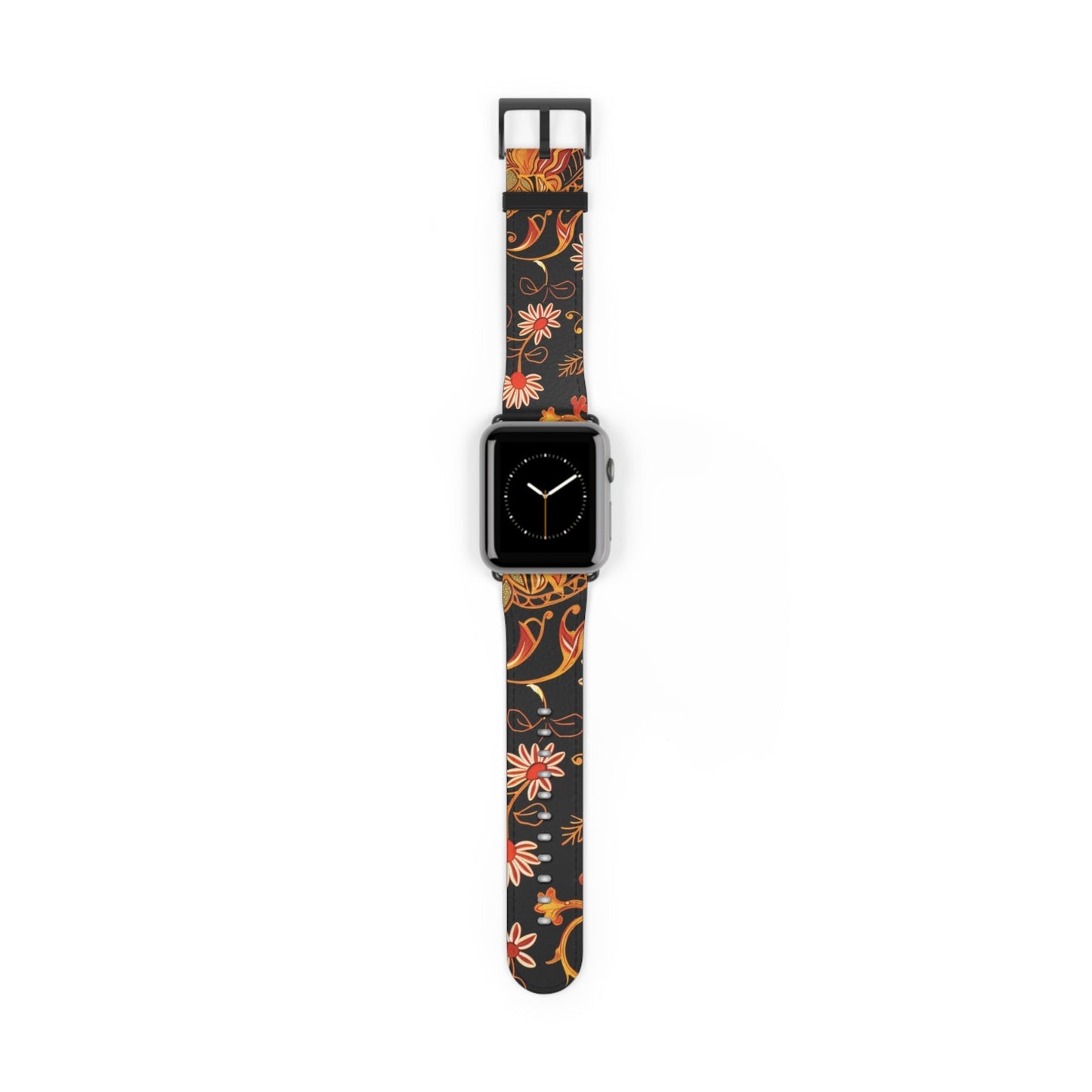 Floral Paisley Watch Band — Vintage Orange & Black Apple Watch Strap - DIGITAL X