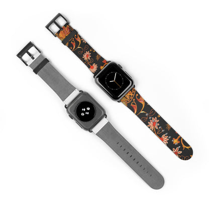 Floral Paisley Watch Band — Vintage Orange & Black Apple Watch Strap - DIGITAL X