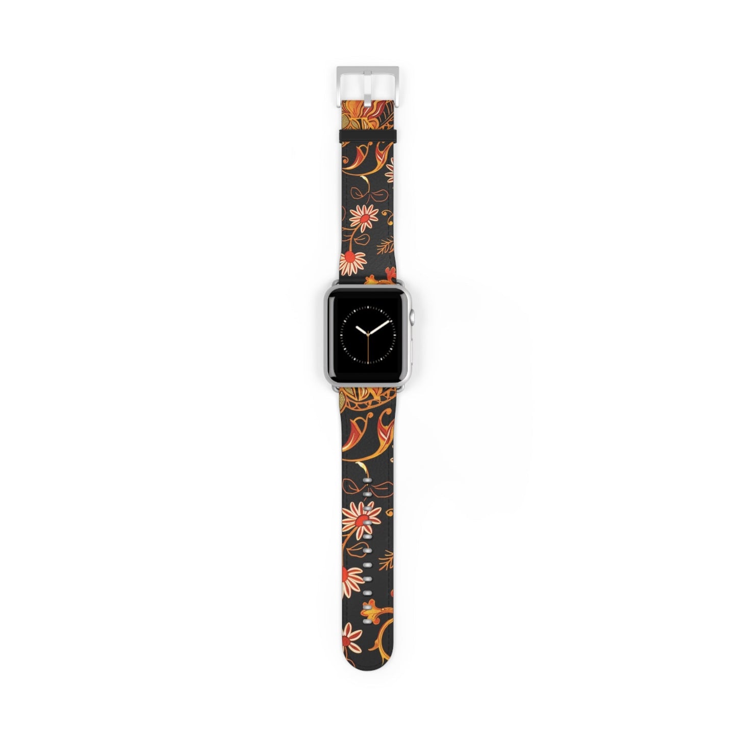 Floral Paisley Watch Band — Vintage Orange & Black Apple Watch Strap - DIGITAL X