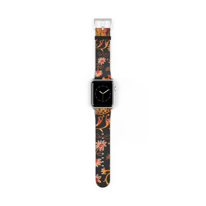 Floral Paisley Watch Band — Vintage Orange & Black Apple Watch Strap - DIGITAL X