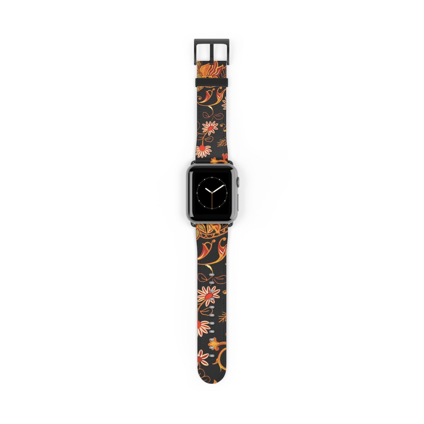 Floral Paisley Watch Band — Vintage Orange & Black Apple Watch Strap - DIGITAL X