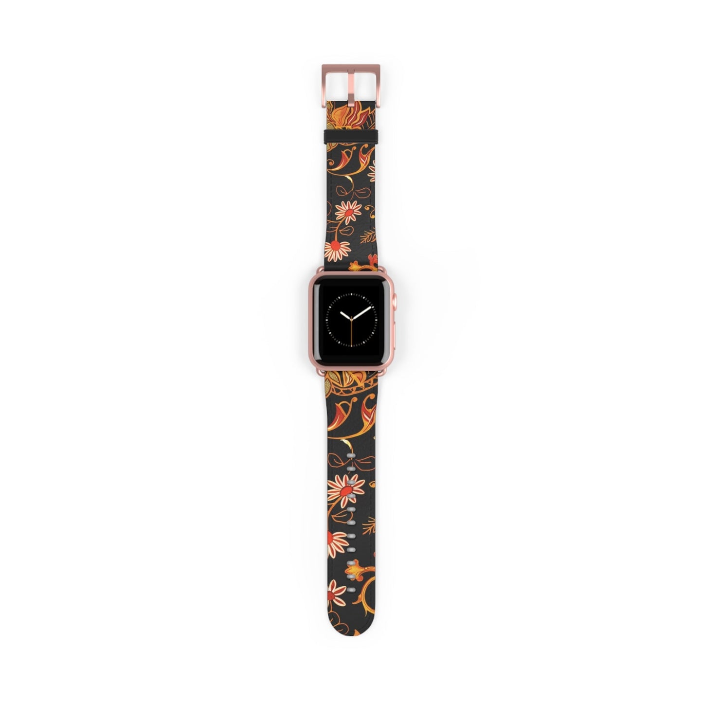 Floral Paisley Watch Band — Vintage Orange & Black Apple Watch Strap - DIGITAL X