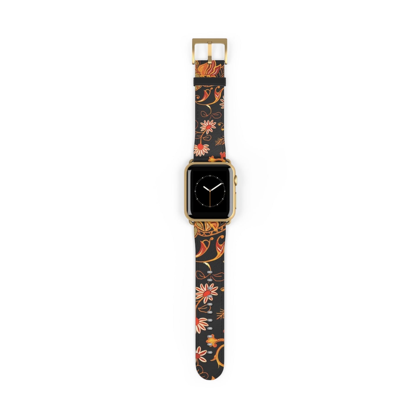 Floral Paisley Watch Band — Vintage Orange & Black Apple Watch Strap - DIGITAL X